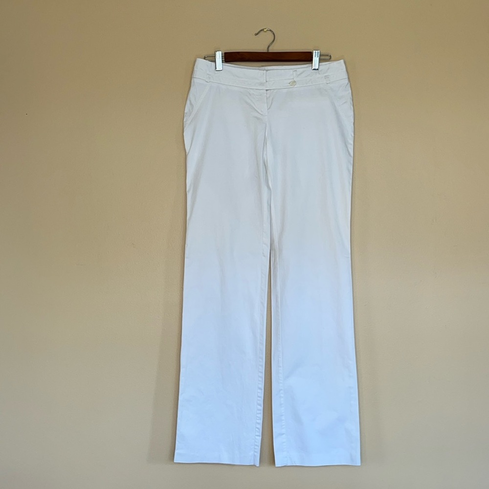 White Casual Straight Leg Trouser Pants